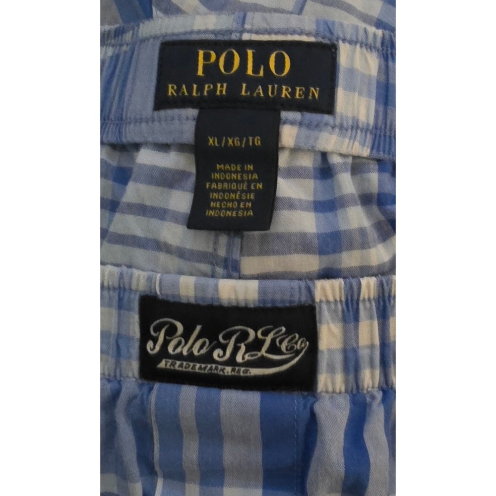 Polo Ralph Lauren Mens XL Blue White Plaid Woven Boxer Shorts Cotton Pony Logo